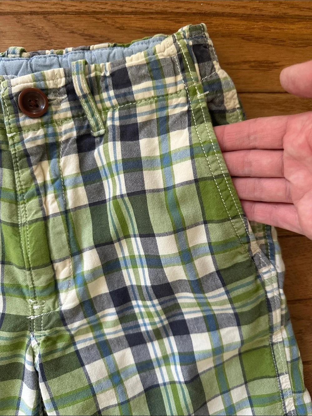💚 Gap kids boys shorts size 8 youth blue green plaid preppy